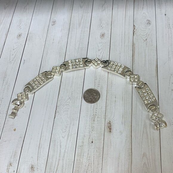 Silver Crystal Panel Bracelet - Picture 1 of 3